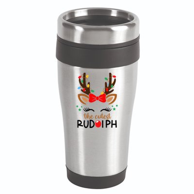 Adorable Rudolph Reindeer Christmas Pajama with Festive Lights 16oz Travel Tumbler