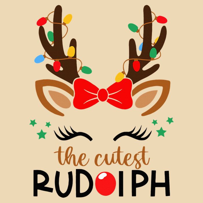 Adorable Rudolph Reindeer Christmas Pajama with Festive Lights Drawstring Bag