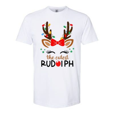 Adorable Rudolph Reindeer Christmas Pajama with Festive Lights Softstyle® CVC T-Shirt