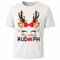 Adorable Rudolph Reindeer Christmas Pajama with Festive Lights Cooling Performance Crew T-Shirt
