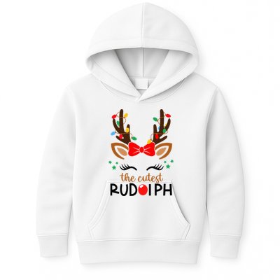 Adorable Rudolph Reindeer Christmas Pajama with Festive Lights Kids Hoodie