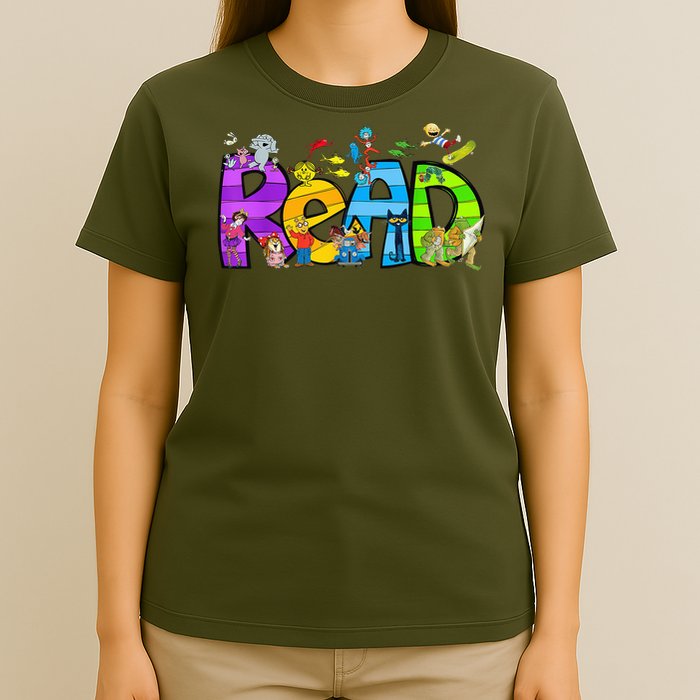 Animals Read Reading Book Library First Day Of School T-Shirt