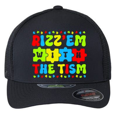 Autistic Rizz Rizzem With The Tism Meme Autism Awareness Flexfit Unipanel Trucker Cap