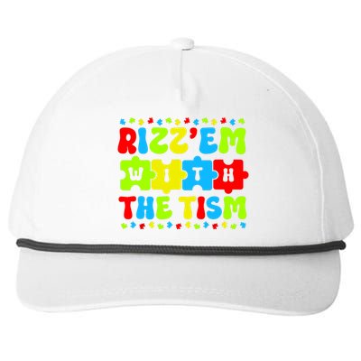 Autistic Rizz Rizzem With The Tism Meme Autism Awareness Snapback Five-Panel Rope Hat