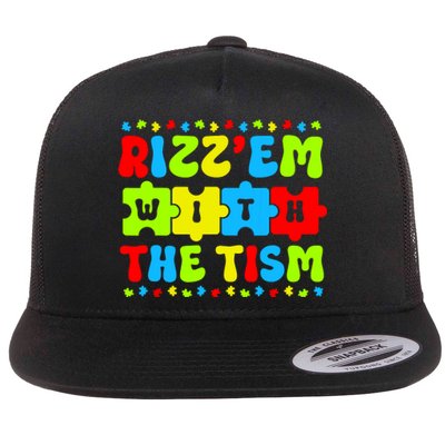 Autistic Rizz Rizzem With The Tism Meme Autism Awareness Flat Bill Trucker Hat