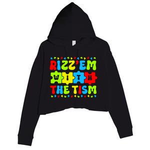 Autistic Rizz Rizzem With The Tism Meme Autism Awareness Crop Fleece Hoodie