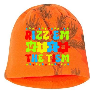 Autistic Rizz Rizzem With The Tism Meme Autism Awareness Kati - Camo Knit Beanie