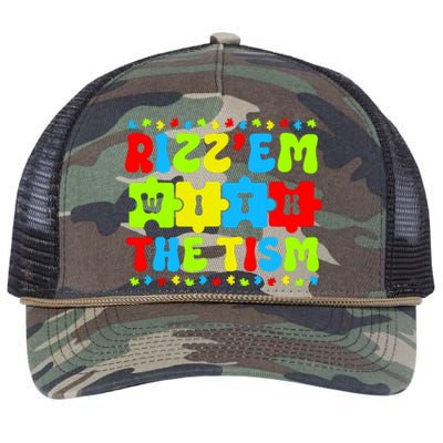 Autistic Rizz Rizzem With The Tism Meme Autism Awareness Retro Rope Trucker Hat Cap