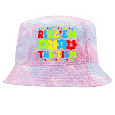 Autistic Rizz Rizzem With The Tism Meme Autism Awareness Tie-Dyed Bucket Hat