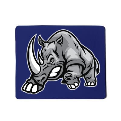 Angry Rhino Ready To Ram Mousepad