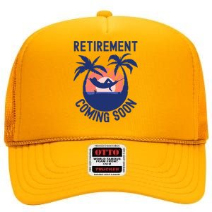 Almost Retired Retirement Coming Soon Funny Retiring Gift High Crown Mesh Back Trucker Hat