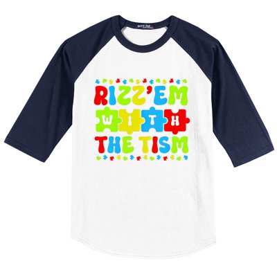 Autistic Rizz RizzEm With The Tism Meme Autism Awareness Gift Baseball Sleeve Shirt