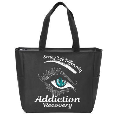 Addiction Recovery Ribbon Recovered To Addiction Zip Tote Bag