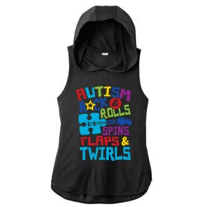 Autism rock rolls spins flaps twirls Ladies PosiCharge Tri-Blend Wicking Draft Hoodie Tank