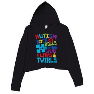 Autism rock rolls spins flaps twirls Crop Fleece Hoodie