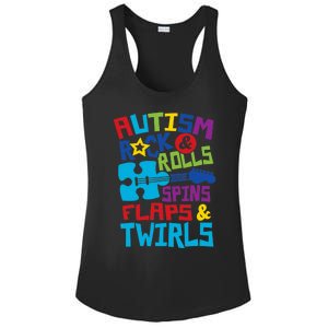 Autism rock rolls spins flaps twirls Ladies PosiCharge Competitor Racerback Tank