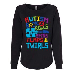 Autism rock rolls spins flaps twirls Womens California Wash Sweatshirt