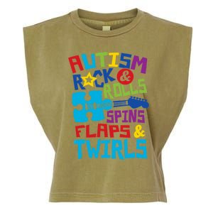 Autism rock rolls spins flaps twirls Garment-Dyed Women's Muscle Tee