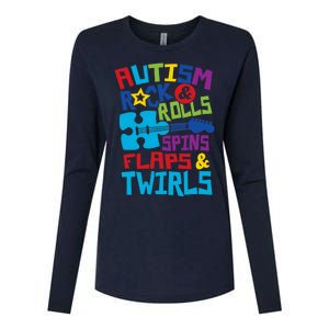 Autism rock rolls spins flaps twirls Womens Cotton Relaxed Long Sleeve T-Shirt