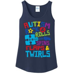 Autism rock rolls spins flaps twirls Ladies Essential Tank