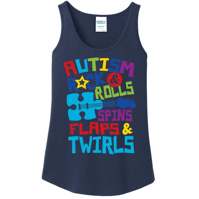 Autism rock rolls spins flaps twirls Ladies Essential Tank