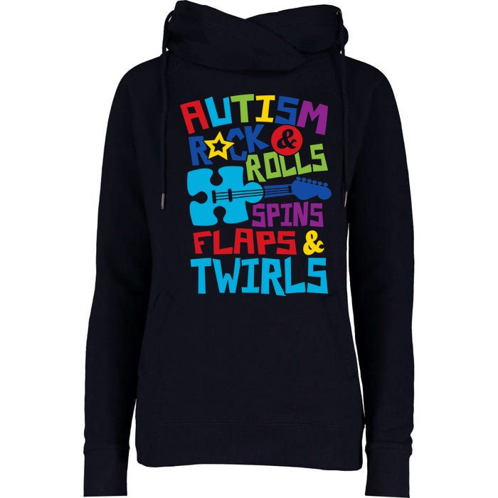 Autism rock rolls spins flaps twirls Womens Funnel Neck Pullover Hood