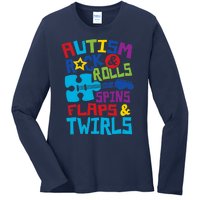 Autism rock rolls spins flaps twirls Ladies Long Sleeve Shirt