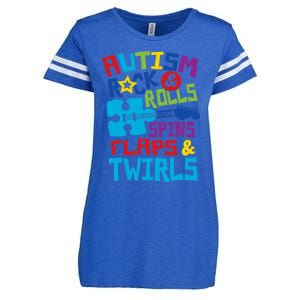 Autism rock rolls spins flaps twirls Enza Ladies Jersey Football T-Shirt