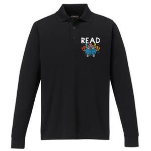 Animals Read Reading Book Librarian Across America Performance Long Sleeve Polo