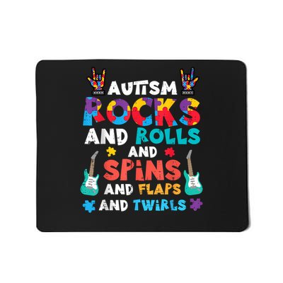 Autism Rocks Rolls Spins Flaps Awareness  Mousepad