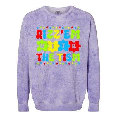 Autistic Rizz Rizz'em with The Tism Meme Autism Awareness Colorblast Crewneck Sweatshirt