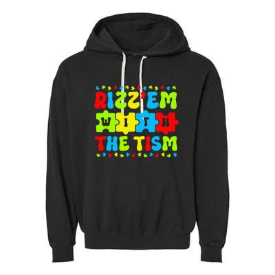 Autistic Rizz Rizz'em with The Tism Meme Autism Awareness Garment-Dyed Fleece Hoodie