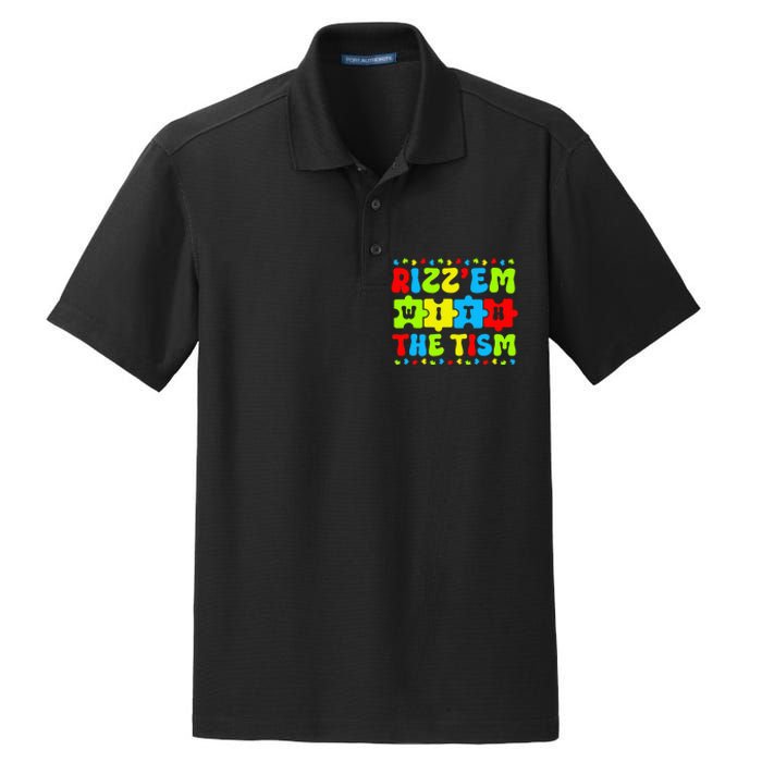 Autistic Rizz Rizz'em with The Tism Meme Autism Awareness Dry Zone Grid Polo