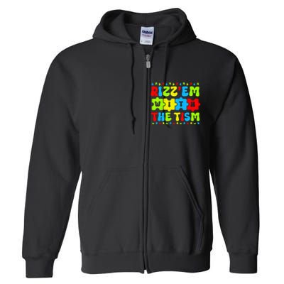 Autistic Rizz Rizz'em with The Tism Meme Autism Awareness Full Zip Hoodie