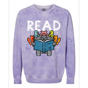 Animals Read Reading Book Librarian Across America Colorblast Crewneck Sweatshirt