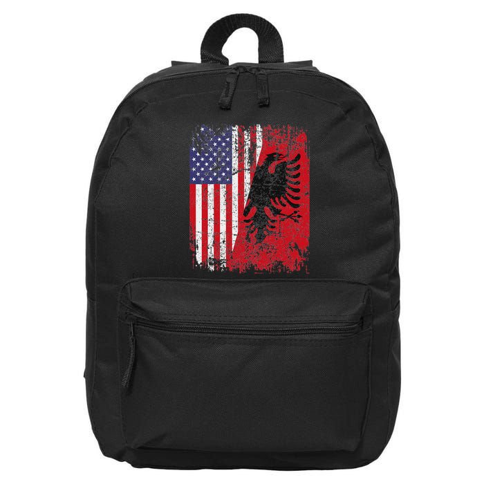 Albanian Roots Red Eagle Albania American Flag 16 in Basic Backpack