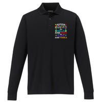 Autism Rocks Rolls Spins Flaps Awareness Performance Long Sleeve Polo