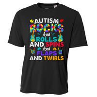 Autism Rocks Rolls Spins Flaps Awareness Cooling Performance Crew T-Shirt