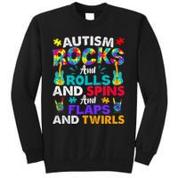 Autism Rocks Rolls Spins Flaps Awareness Sweatshirt