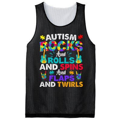 Autism Rocks Rolls Spins Flaps Awareness Mesh Reversible Basketball Jersey Tank