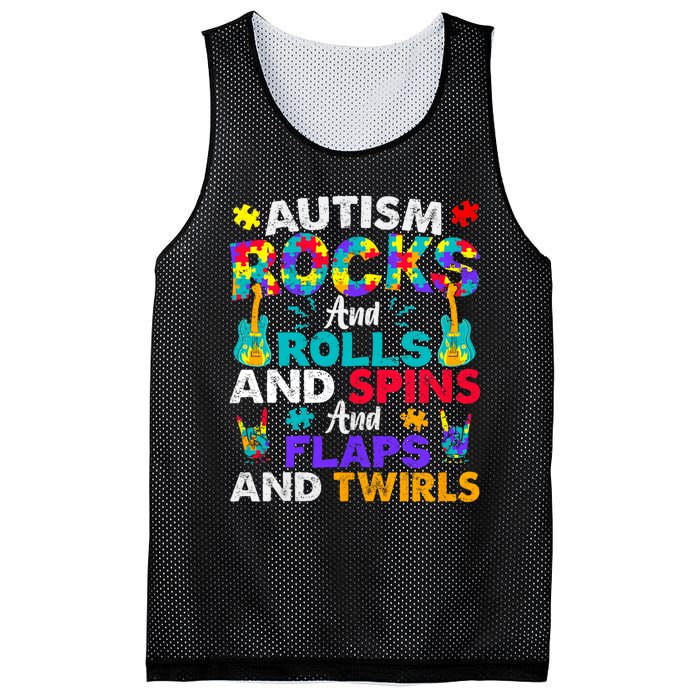 Autism Rocks Rolls Spins Flaps Awareness Mesh Reversible Basketball Jersey Tank