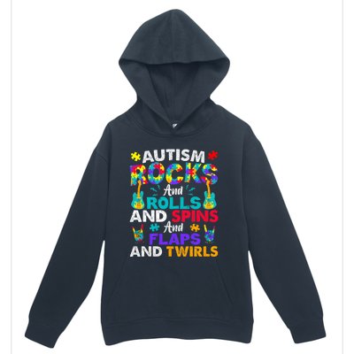 Autism Rocks Rolls Spins Flaps Awareness Urban Pullover Hoodie