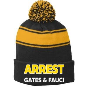 Arrest Gates And Fauci Stripe Pom Pom Beanie