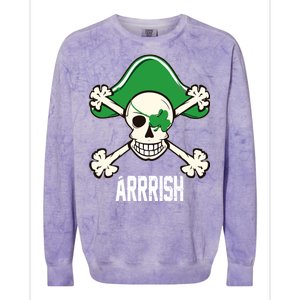 Arrrish Irish Clover skull St Patricks Day Colorblast Crewneck Sweatshirt