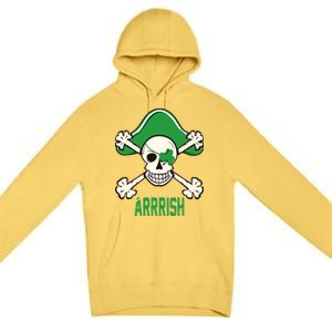 Arrrish Irish Clover skull St Patricks Day Premium Pullover Hoodie