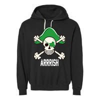 Arrrish Irish Clover skull St Patricks Day Garment-Dyed Fleece Hoodie