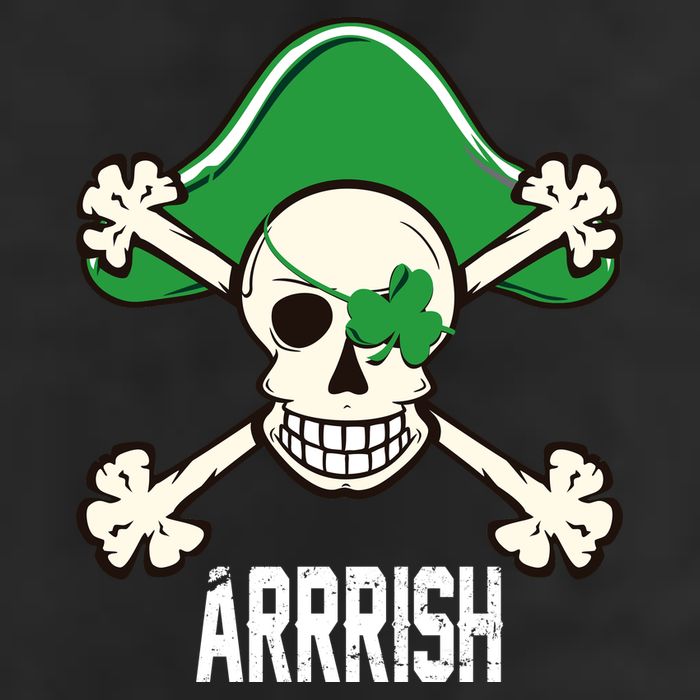 Arrrish Irish Clover skull St Patricks Day Garment-Dyed Fleece Hoodie