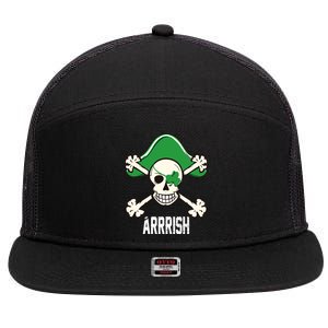 Arrrish Irish Clover skull St Patricks Day 7 Panel Mesh Trucker Snapback Hat