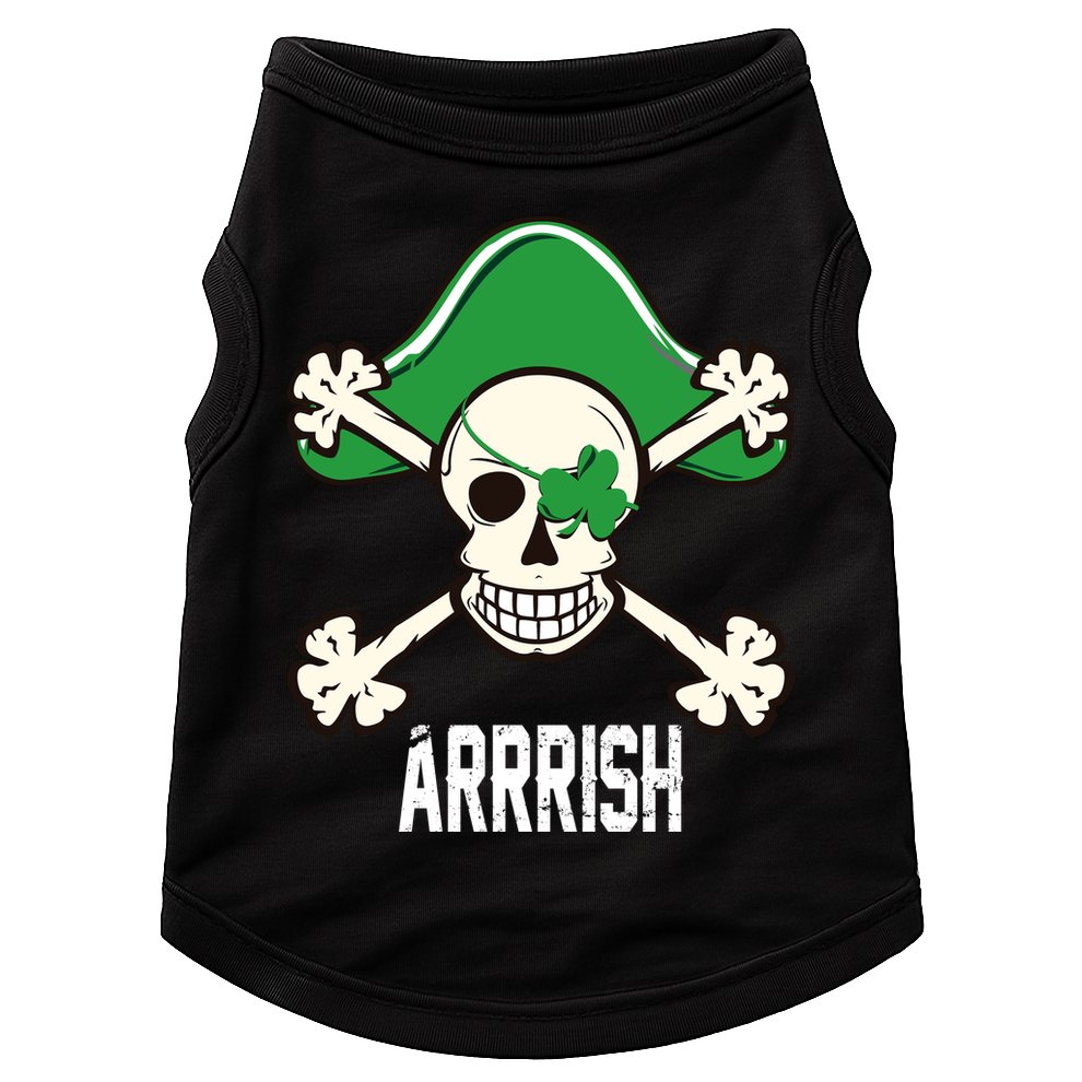 Arrrish Irish Clover skull St Patricks Day Doggie Tank