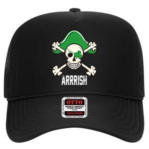 Arrrish Irish Clover skull St Patricks Day High Crown Mesh Back Trucker Hat